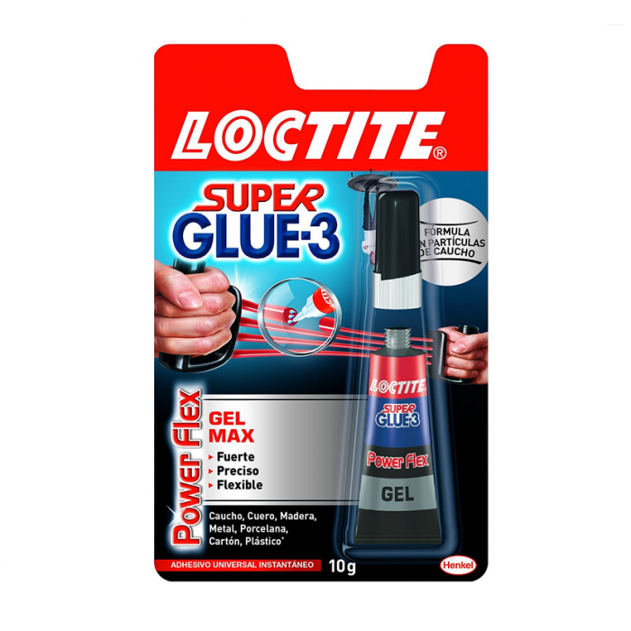 La fórmula líquida de Loctite Super Glue-3 es versátil, rápida y fuerte.  Las uniones son limpias y transparentes y aseguran una