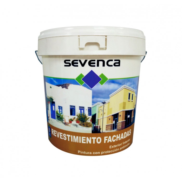 Pintura plástica revestimiento fachadas blanca con protección antimoho.